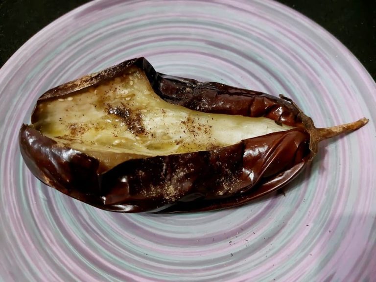 Whole baked eggplant