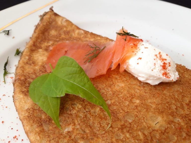 Pancakes with red fish