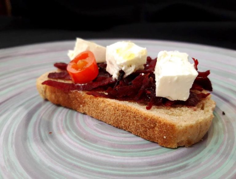 Sandwich with cheese and beets