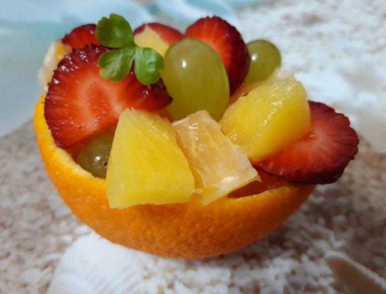 Fruit salad with strawberries and oranges