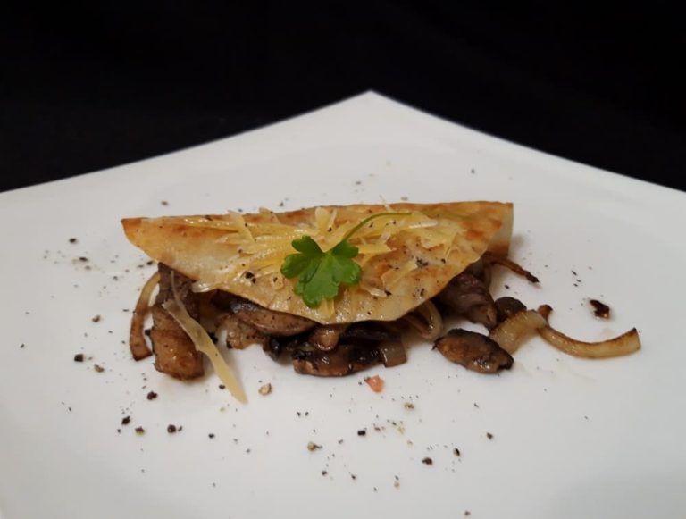 Quesadilla with meat and mushrooms