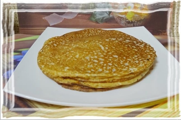 Thin pancakes in milk and boiling water