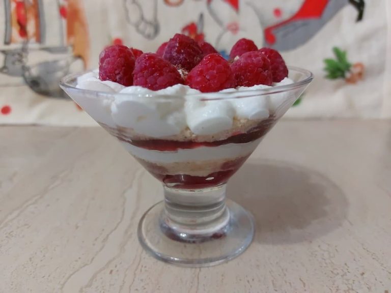 Trifle with raspberries