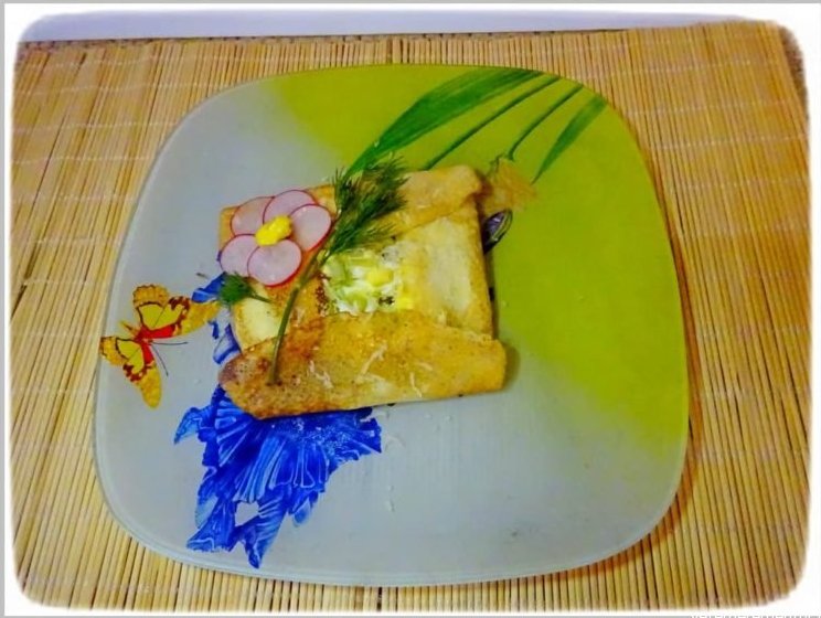 Блины с черемшой и яйцом