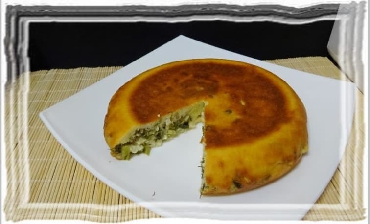 Kefir pie with egg and green onions