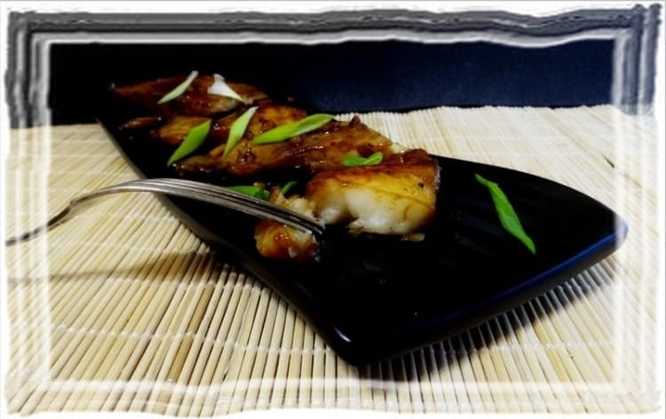 Cod in honey and soy sauce