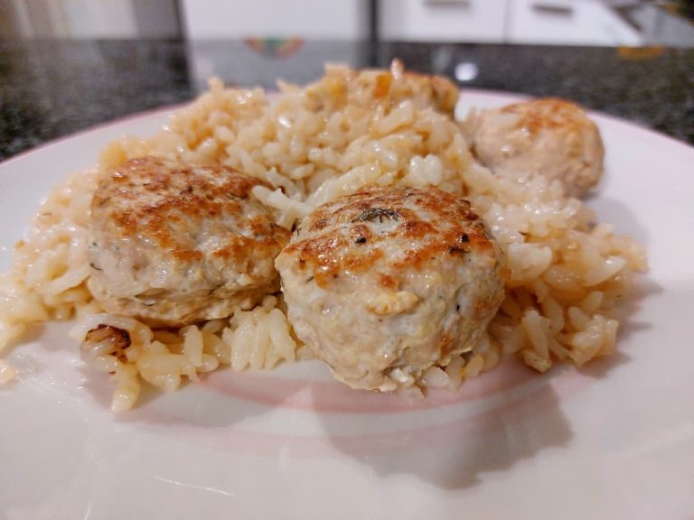 Skillet Turkey Meatballs with Lemony Rice